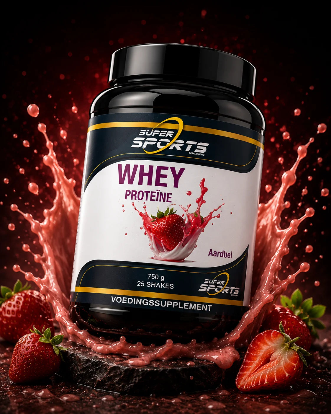 Super Sports Whey Aardbei 750g